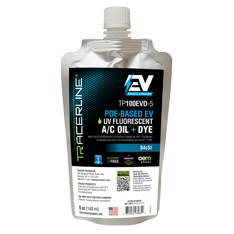 5 oz (148 ml) foil pouch POE-Based A/C oil with fluorescent dye for electric vehicles